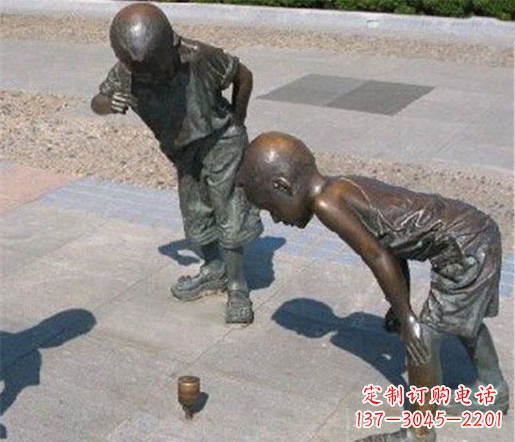 湖南欣赏小男孩小品铜陀螺雕塑