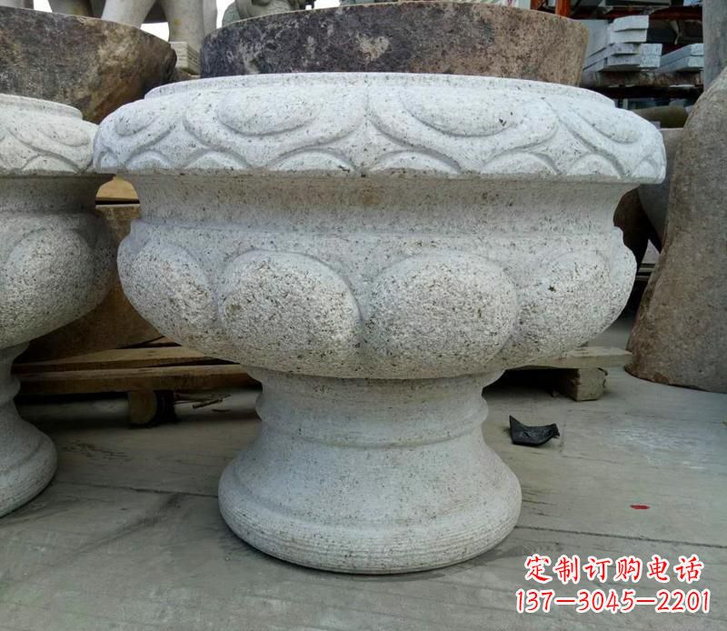 湖南中领雕塑精美大理石花盆雕塑