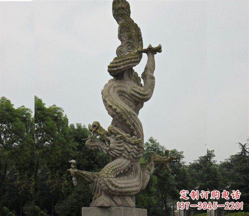 湖南中领雕塑|古典美感的大理石龙雕塑