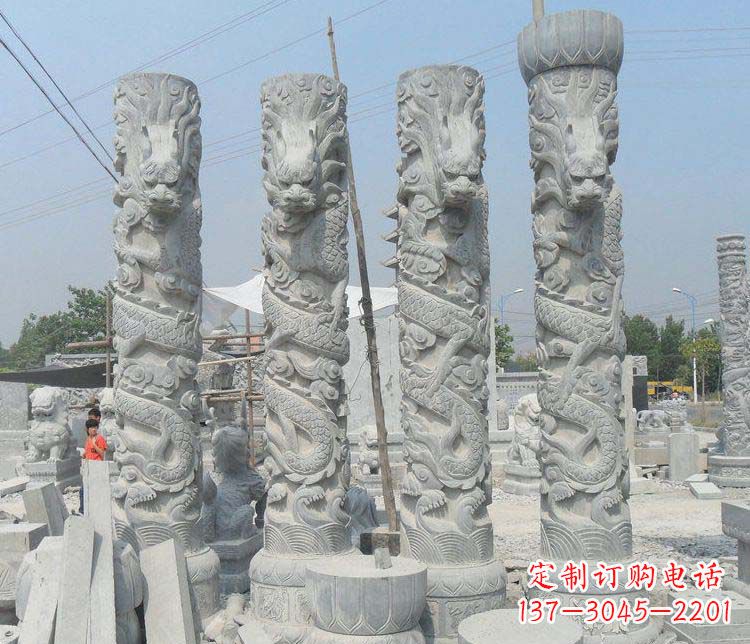 湖南广场大理石盘龙柱景观石雕 (2)