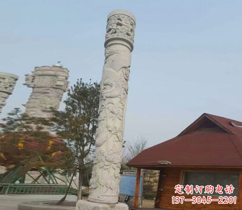 湖南迎宾龙柱石雕——大理石景观雕刻精美艺术品
