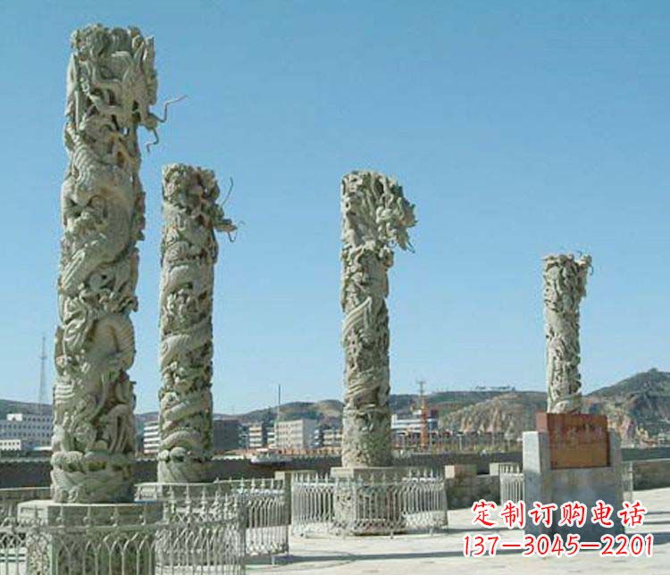 湖南广场大理石盘龙柱景观石雕 (4)