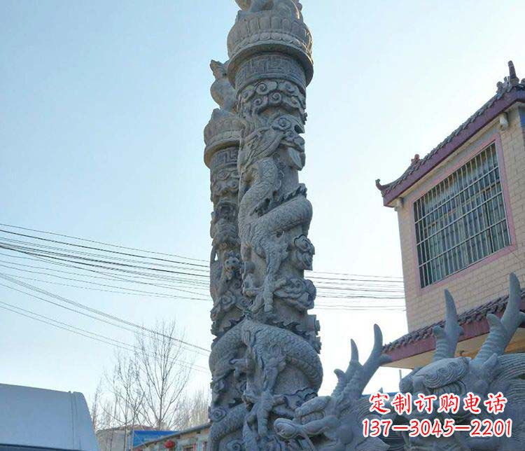 湖南广场大理石盘龙柱景观石雕