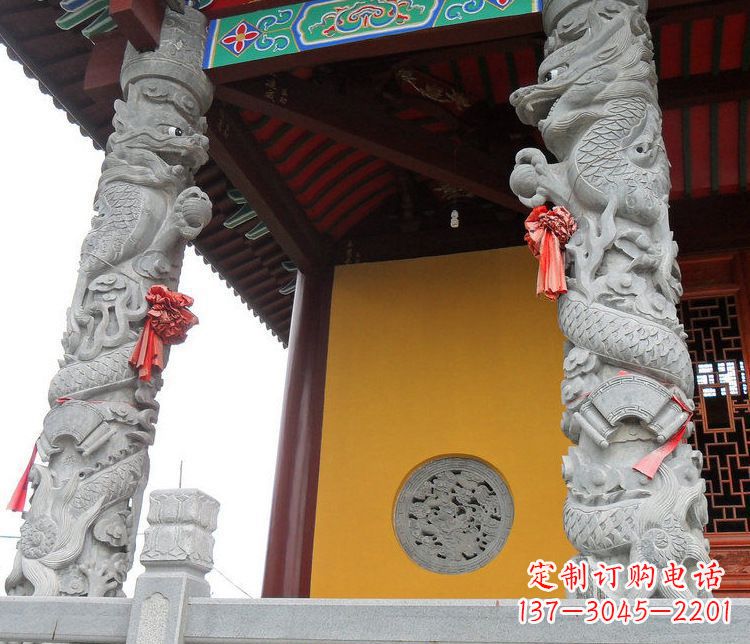 湖南广场大理石盘龙柱景观石雕_2