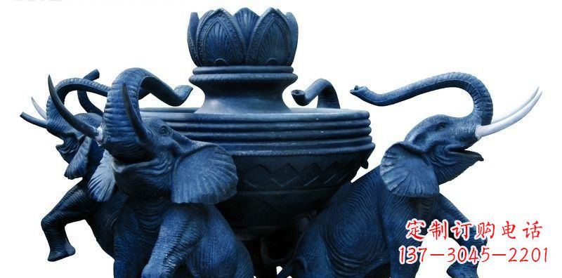 湖南广场大象莲花鼎景观铜雕