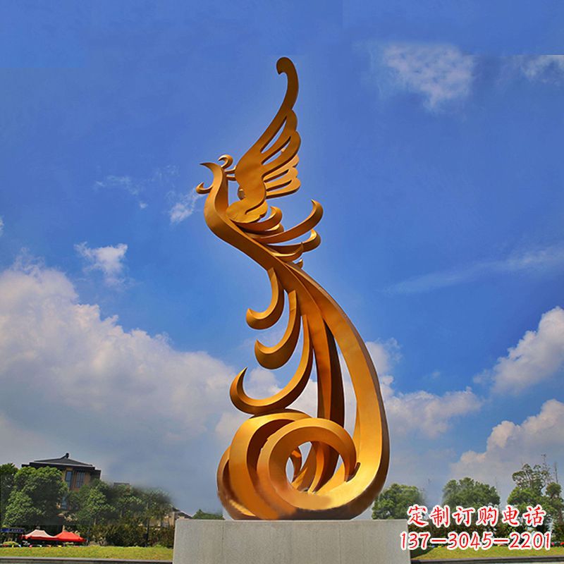 湖南广场大型凤凰不锈钢雕塑