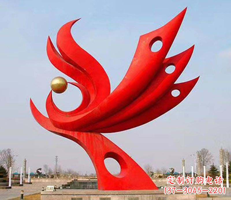 湖南广场凤凰宝地不锈钢雕塑