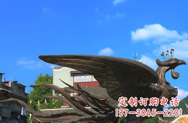 湖南广场凤凰动物铜雕