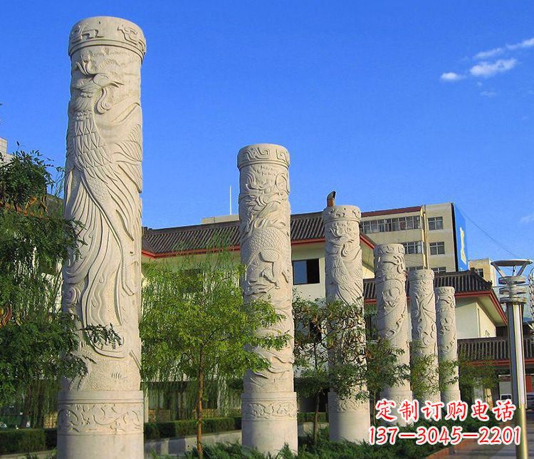 湖南广场凤凰石浮雕龙柱景观石雕