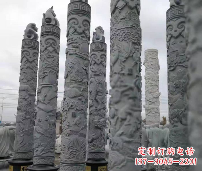 湖南广场景观12生肖石柱 (2)