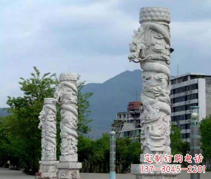 湖南精美工艺大理石龙柱雕塑