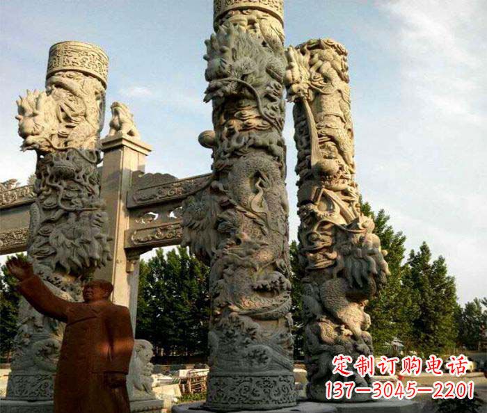 湖南中领雕塑推出的震撼龙柱大理石雕,是一种典…