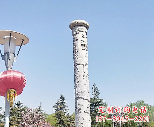湖南中领雕塑的大理石龙柱石雕