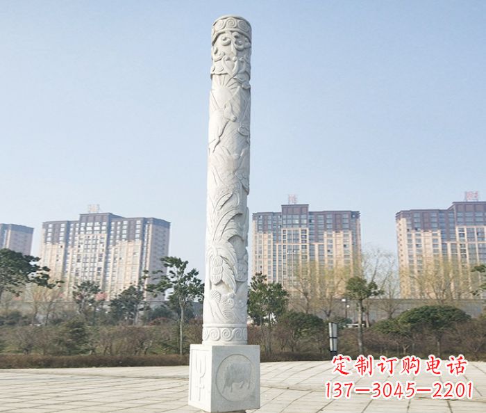 湖南真实而细腻的大理石龙柱石雕