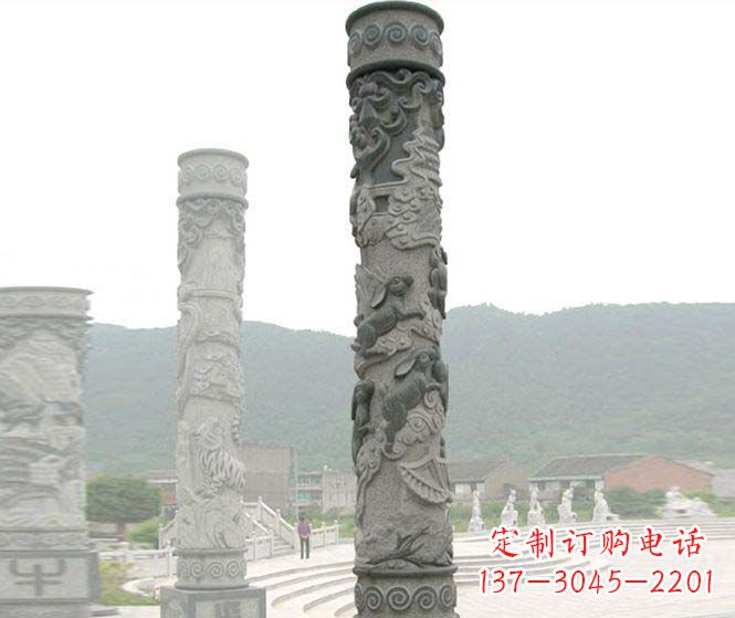 湖南中领雕塑:多彩活力的12生肖石柱