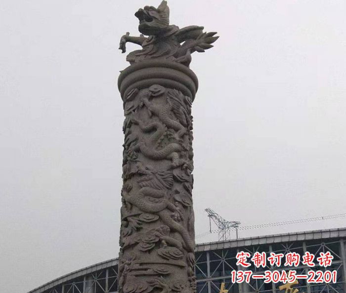 湖南中领雕塑|仿古盘龙柱石雕