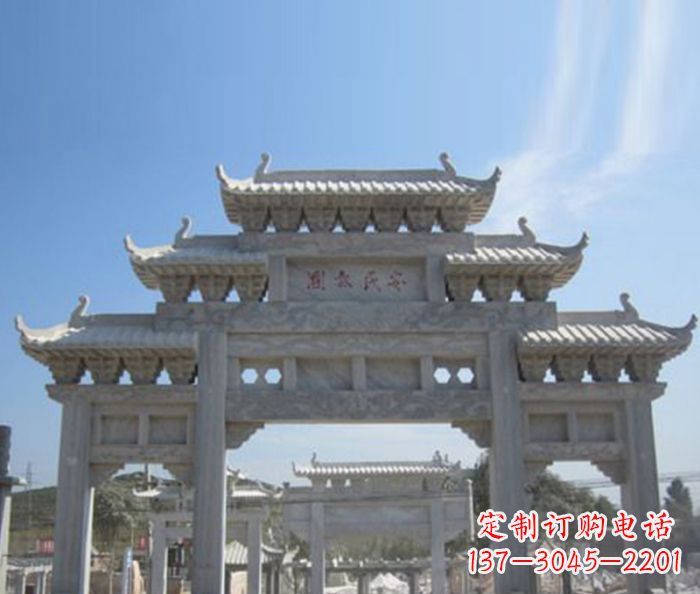 湖南三门石雕牌坊精美雕塑