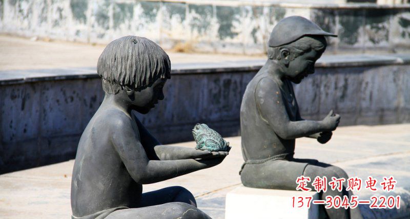 湖南儿童景观铜雕,携带童趣的青蛙