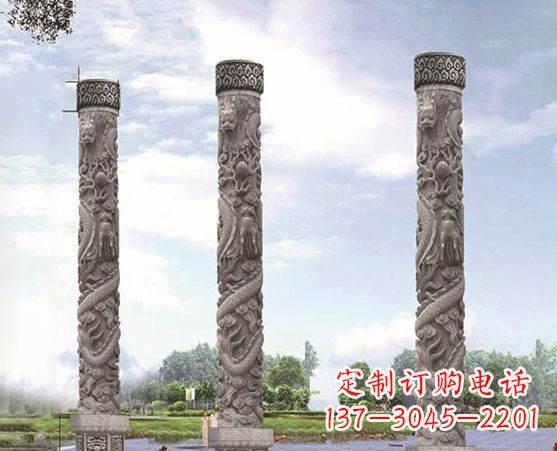 湖南精美雕塑盘龙柱,美化您的室外空间
