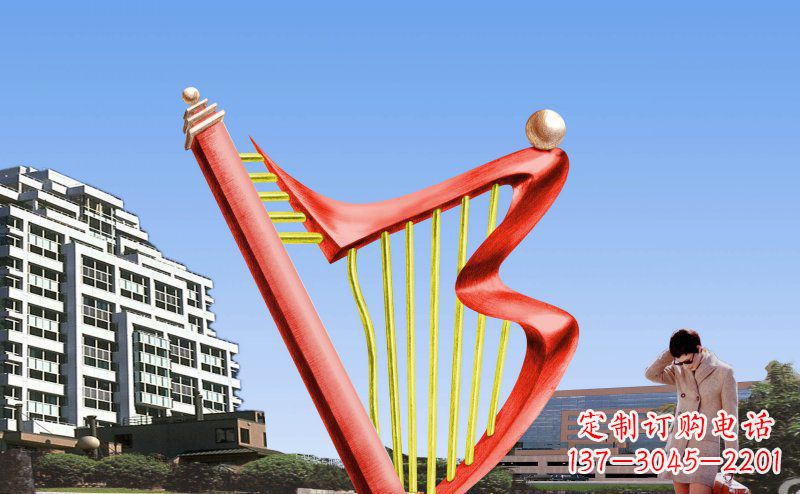 湖南中领雕塑精制不锈钢竖琴雕塑