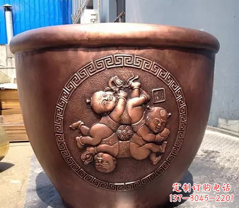 湖南中领雕塑出品,高端水缸铜雕塑