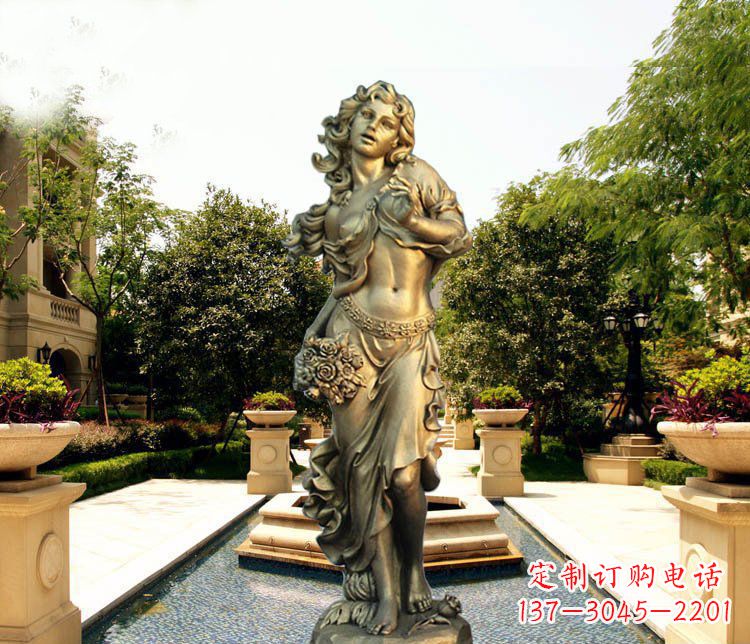 湖南华丽蓬勃的铜雕女神像