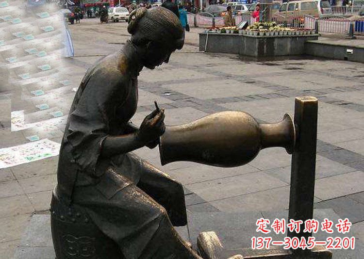 湖南领雕塑铜质花盆雕塑