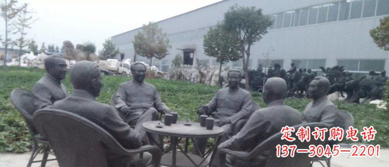 湖南广场伟人喝茶人物铜雕