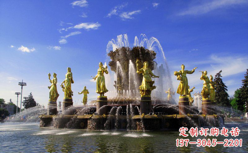 湖南广场西方人物喷泉景观铜雕