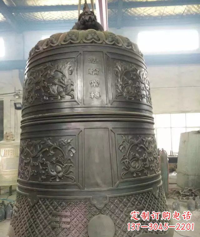 湖南国泰民安铜钟寺庙铜雕-传统工艺精美的铜钟雕塑