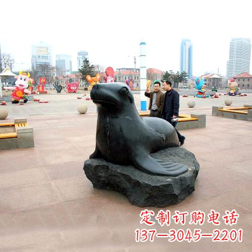湖南海豹石雕塑,精美纯手工制作
