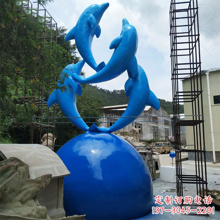 湖南海豚钢筋玻璃景观雕塑