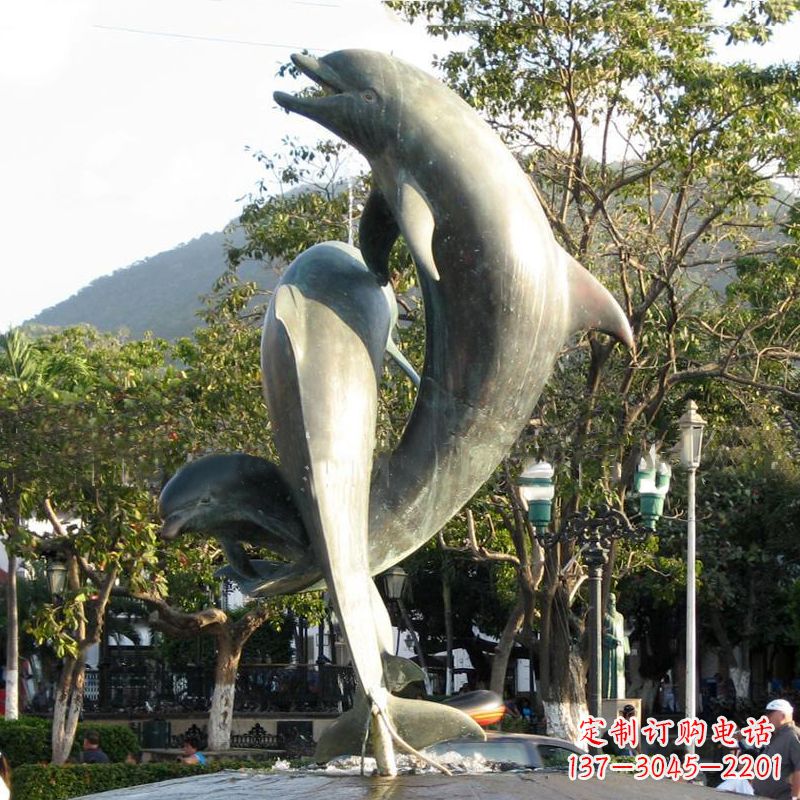 湖南海豚公园铜雕景观动物雕塑