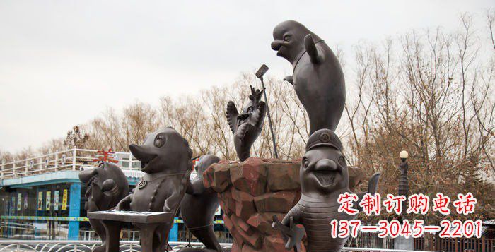 湖南精美铜海豚雕塑,精细雕琢把海豚灵魂融入!