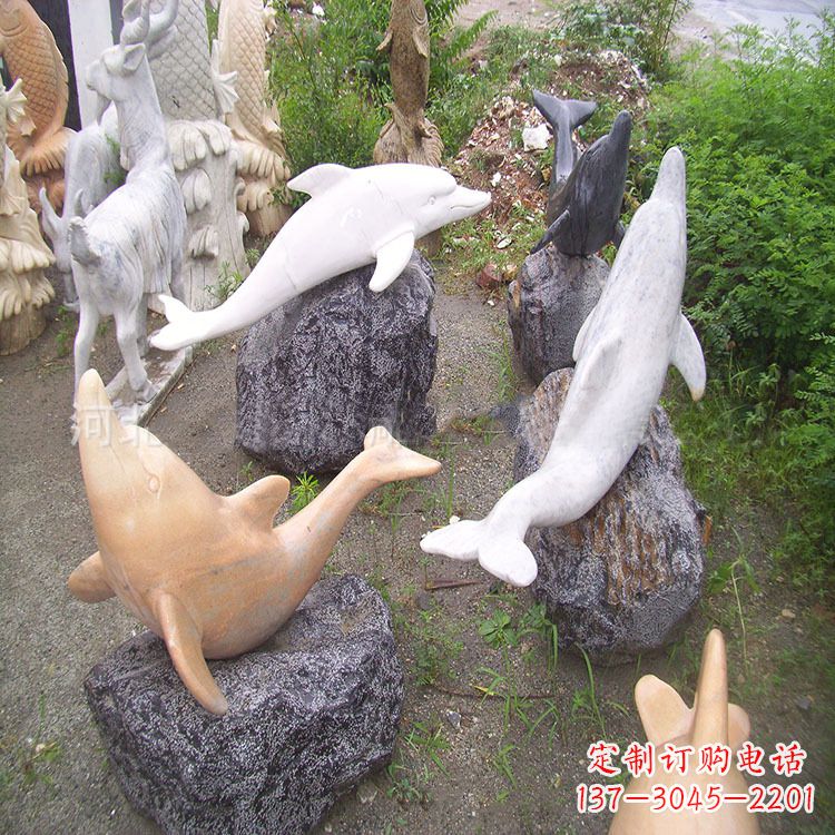 湖南海豚石雕塑,纯手工定制精美艺术品