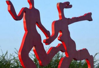 湖南中领雕塑-多彩情侣跑步雕塑