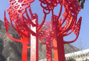 湖南不锈钢心形树叶大树雕塑，展示爱与生命