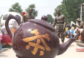 湖南高质量广场茶壶铜雕塑