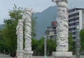 湖南定制精美的盘龙柱石雕