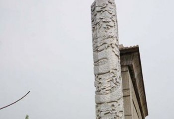 湖南精美艺术品，象征霸气，盘龙柱石雕