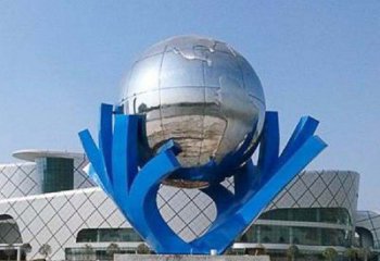 湖南中领雕塑打造把地球握在手中精致不锈钢抽象雕塑
