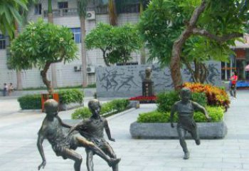 湖南匠心细作，精致铜雕足球小孩