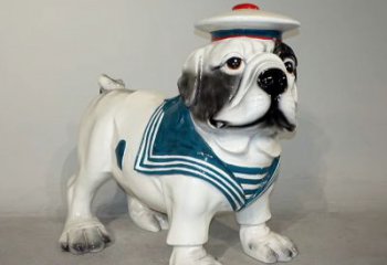湖南海军玻璃钢仿陶瓷斗牛犬狗雕塑