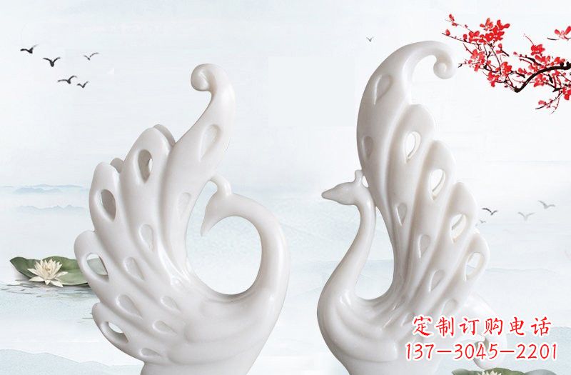 湖南汉白玉孔雀艺术雕塑
