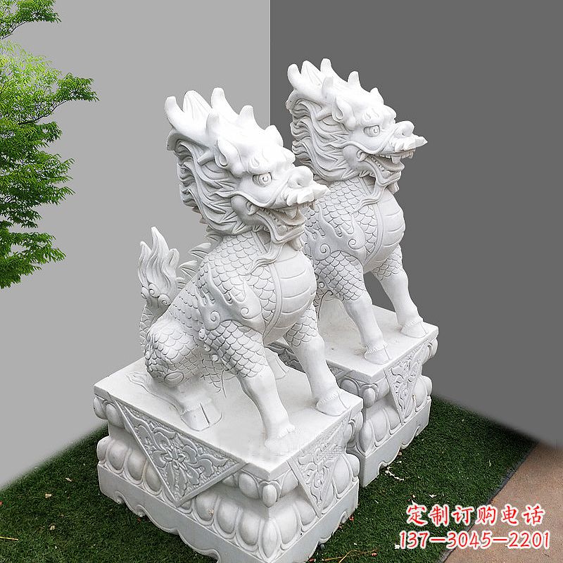 湖南品质出众的汉白玉麒麟大门石雕塑