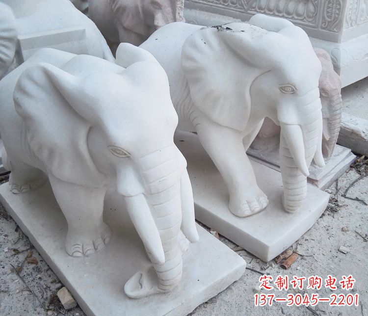 湖南艺术精品-汉白玉动物大象雕塑