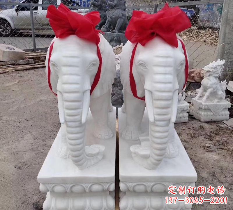 湖南汉白玉大象石雕