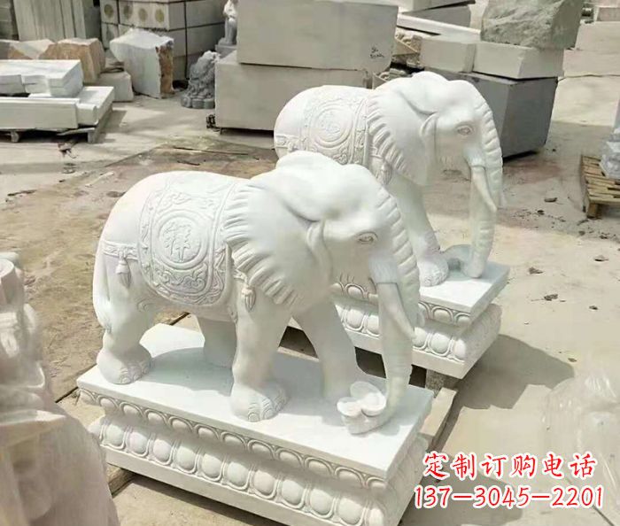 湖南汉白玉大象招财动物石雕
