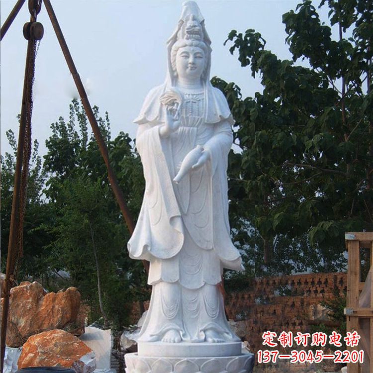 湖南汉白玉滴水观音石雕