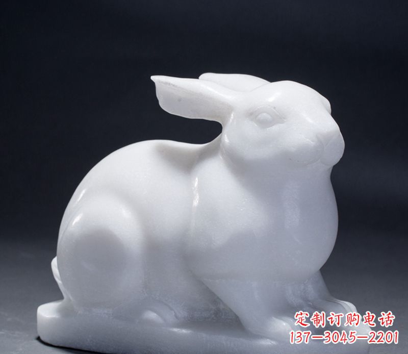 湖南精致汉白玉兔子雕塑